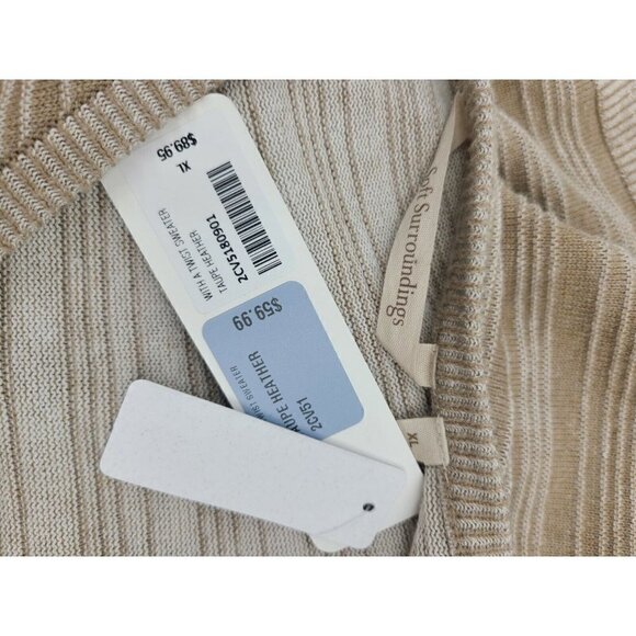 New Soft Surroundings With a Twist Sweater Womens XL Taupe Heather Stripe - Picture 5 of 6